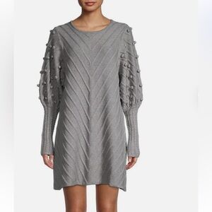 Avantlook Gray Long Sleeve Sweater Dress pair with Tan Boots